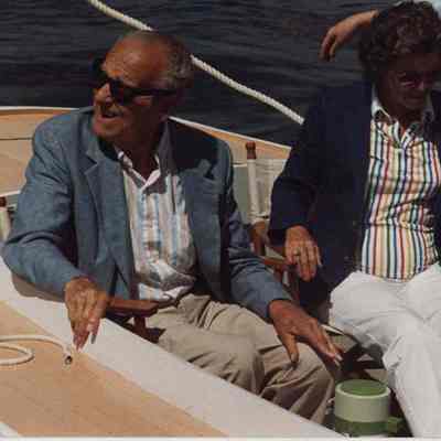 A photo view of a couple in a boat. 6/20/1987.