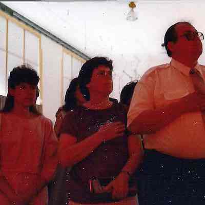 Hymers singing the National Anthem.