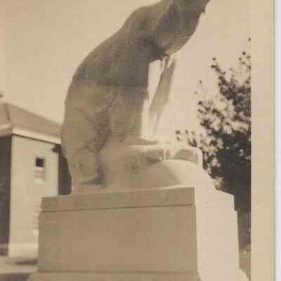 Postcard of Statue of Bowdoin Polar Bear