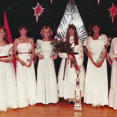 A color photograph of the 1984 Teen Queen and her court.