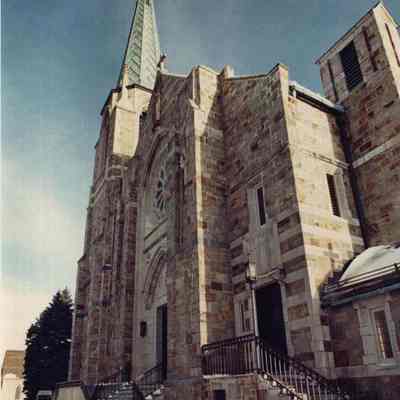 A photo view of the front of St. John's Church. 2/19/1990.