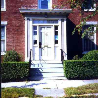 A close up front view of the door to 2 Lincoln Street