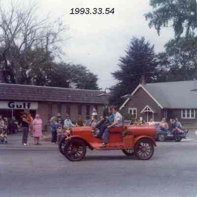 A photo of Lisbon Falls Fire Truck in a parade. 9/15/1973.