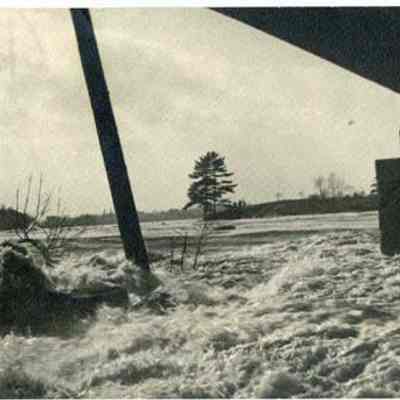 A photo of the Black Bridge during a flood.