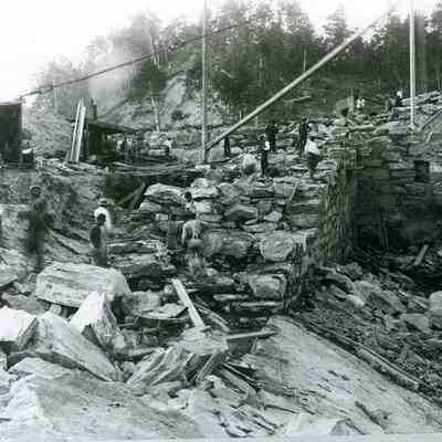 Photo of Pejepscot Paper Company during Construction of Pejepscot Dam