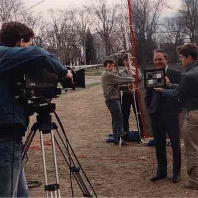 A photo view of George Mitchell having his picture taken. 4/28/1989.