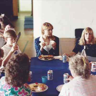 Cara, Debbie and Denise at a table.