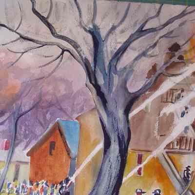 Painting of the Fire at Eagle Hotel