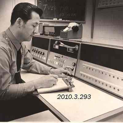 Patrolman Don Girardin at the Control Board