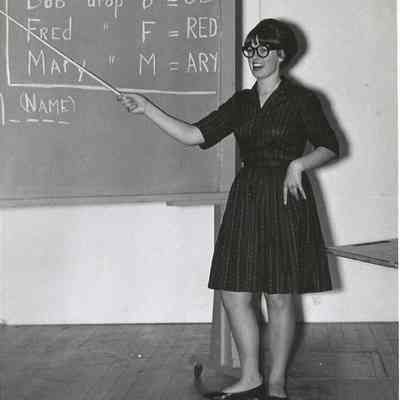 Jeanine performing an act at the pageant.