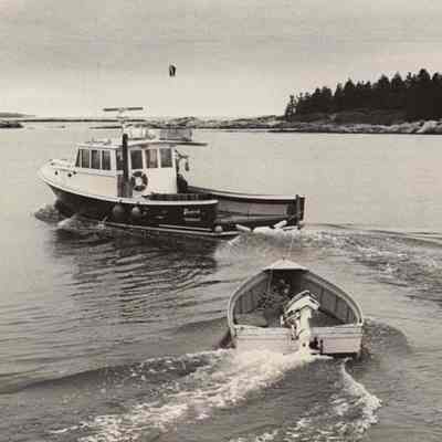 A photo view of the Vessel Kestrel from Harpswell. 1/14/1992.