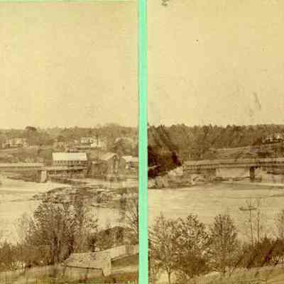 A view of a bridge over the Androscoggin River.