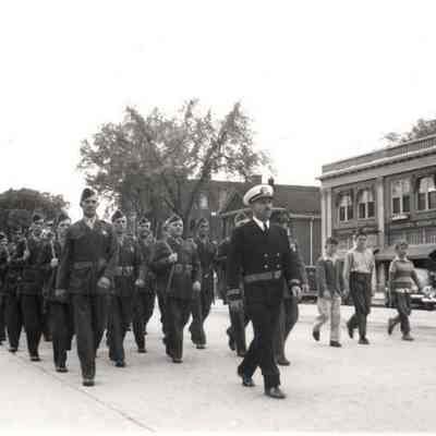A photo view of an Army marching unit.