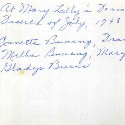 List of Names of those Photographed at 1991.34.1d