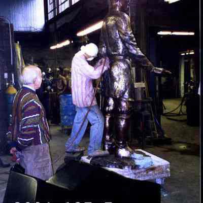 Working on the Chamberlain statue