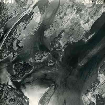 An aerial photo of the New Meadows River. 5/4/1953.