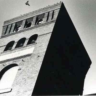A photo of the tower of Cabot Mill.