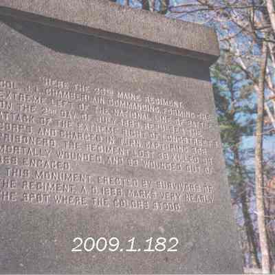 A photo of the 20th Maine monument.