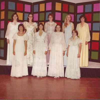 The 1979 Teen Queen Pageant Contestants in evening gowns the first segment for the opening of Talent Competition.