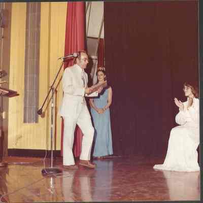 Phyllis in background just presented the 1979 Pageant award the first segment to Mr. James Pierce