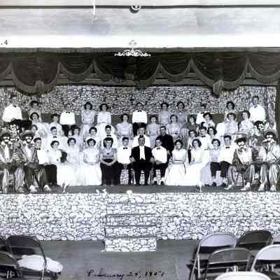 Photo of the cast of a minstrell show, February 25, 1951