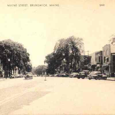 A postcard view of Maine Street Brunswick.