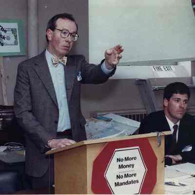 A photo view of R. Stevens and Kirk Goddard. 3/15/1990.