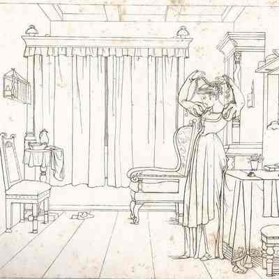 Illustration of Woman in Dressing Room