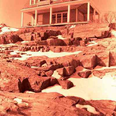 A photo view of a house on Bailey Island. 3/10/1978.
