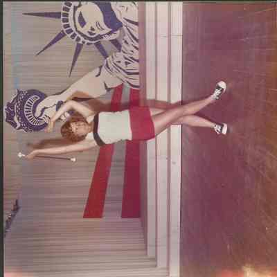 Bernadette Menard at rehearsal practicing her baton routine.