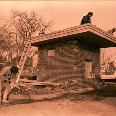 A photo view of the 24 hr. Passkey building being built. 11/28/1984.