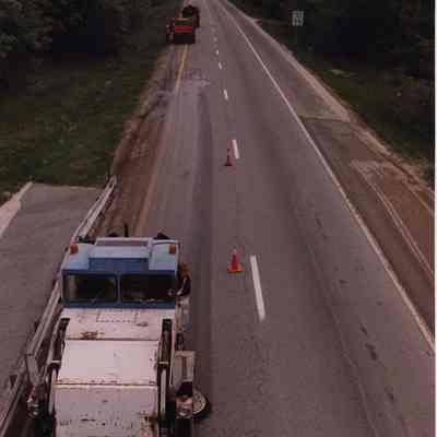 A photo view of a street sweeper. 6/28/1989.