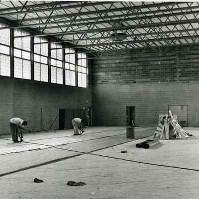A photo of Brunswick High School Gym. c. 1962.