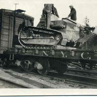 Tank on flat car