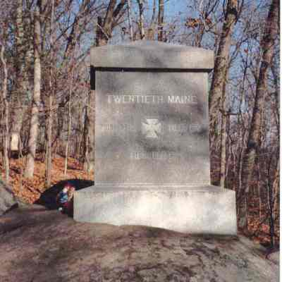 A photo of the 20th Maine monument.