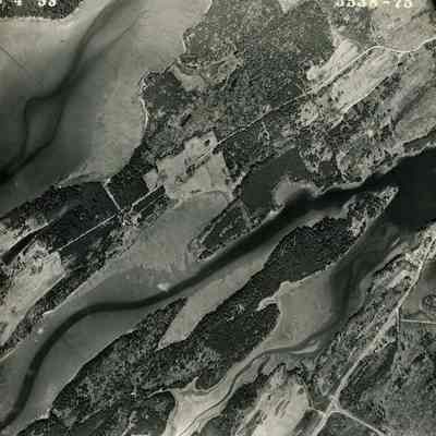 A B/W aerial photograph of the Doughty Cove area of Brunswick.