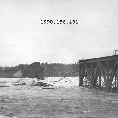 Flood of 1936 Destroying the Railroad Bridge