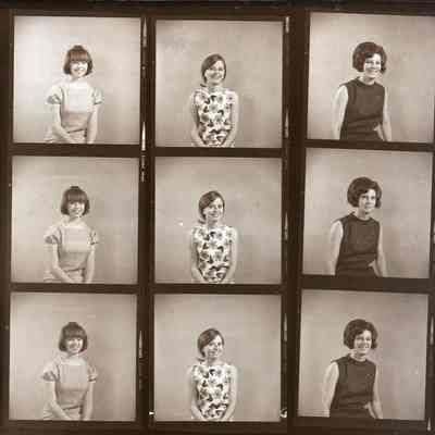 A B/W contact print of unknown girls.