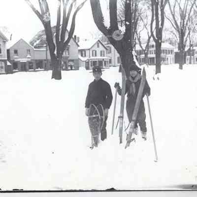 Skier and Snow-shoer on the Mall, Brunswick
