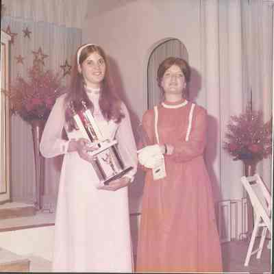 Two of the contestants with their trophies Kathy Livernois 1st runner-up and Donna Bernd 2nd runner-up.