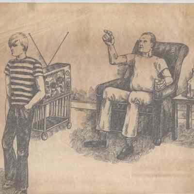 A photo view of a pen and ink drawing by D. B. Jaquith.