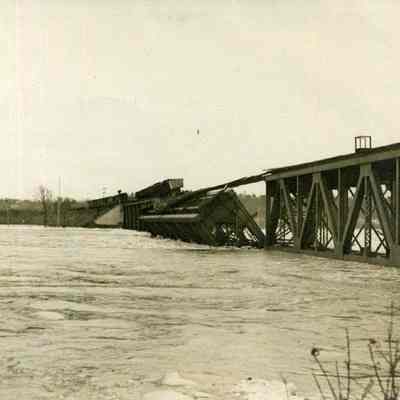 View of the Railroad Bridge during the 1936 Flood