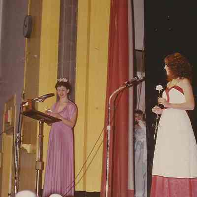 A color photograph of Sharon Hinckley asking Doreen Derosier the question.