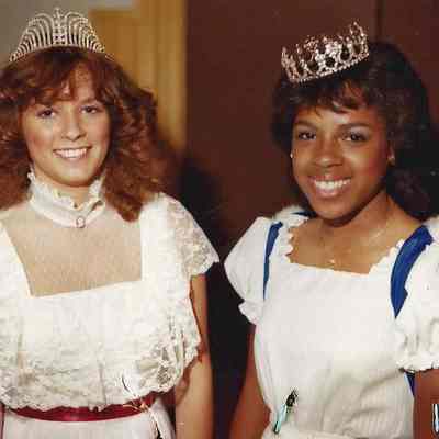 A color photograph of Miss Brunswick Karen Coombs and the Brunswick Teen Queen Kim Carslick.