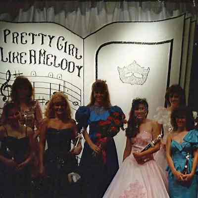 Melody Johnspn, Margie Hymer, Angie Coady 1st runner up, Teen Queen Lisa Coady, 2nd runner-up. Chressy Gagne and Heather Wilkes.
