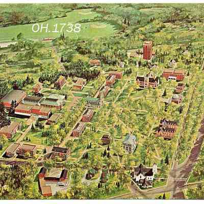 Aerial painting of Bowdoin Campus