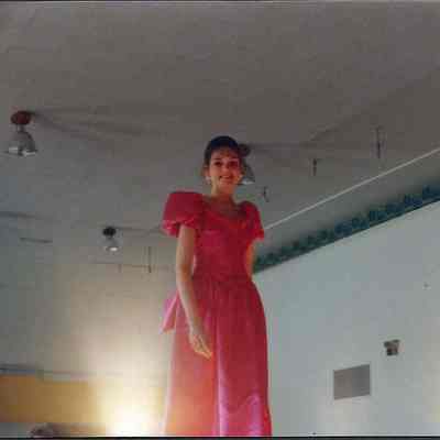 Charity Edwards practicing her Gown Walk.