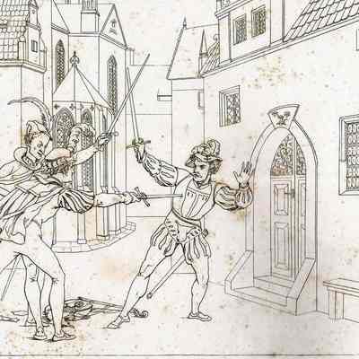 Men Fighting with Swords