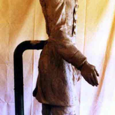 a half size (4 foot) clay model of the J.L. Chamberlain statue.