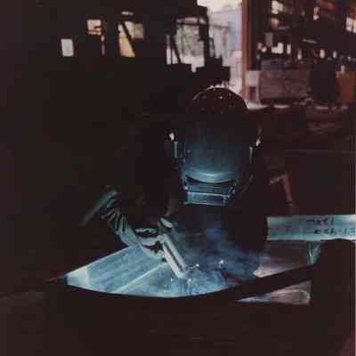 A photo view of a welder at BIW. 9/21/1989.